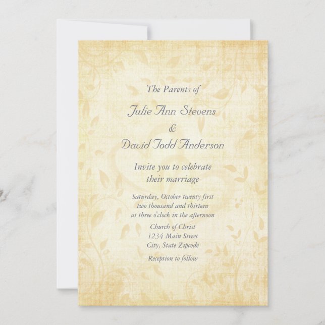 Vintage Aged Paper Wedding Invitation (Front)