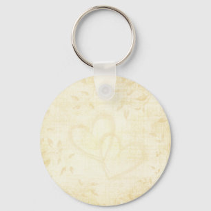 Vintage Aged Paper Wedding Key Ring