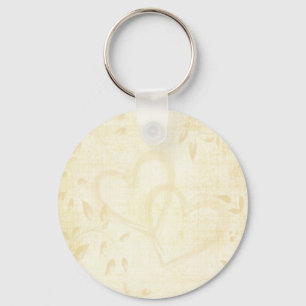 Vintage Aged Paper Wedding Key Ring