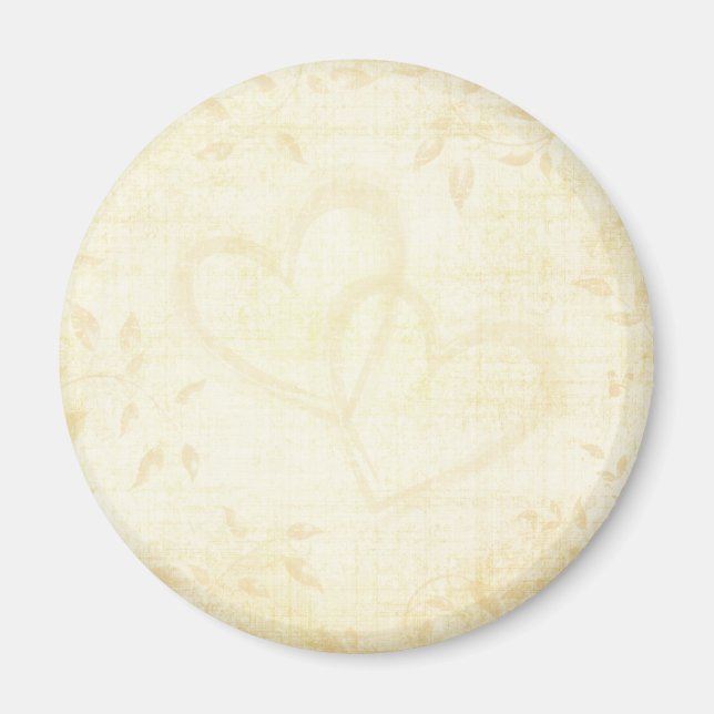 Vintage Aged Paper Wedding Magnet (Front)
