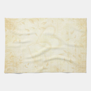 Vintage Aged Paper Wedding Tea Towel