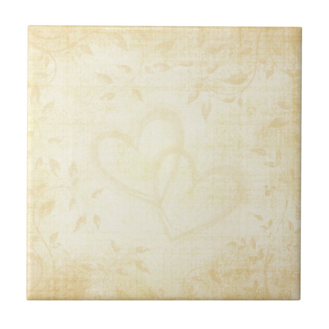 Vintage Aged Paper Wedding Tile (Front)
