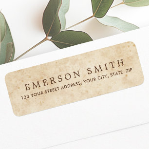 Vintage aged parchment elegant return address return address label