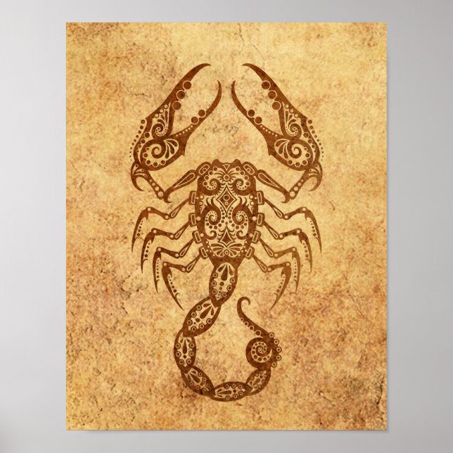 Vintage Aged Scorpio Zodiac Poster (Front)