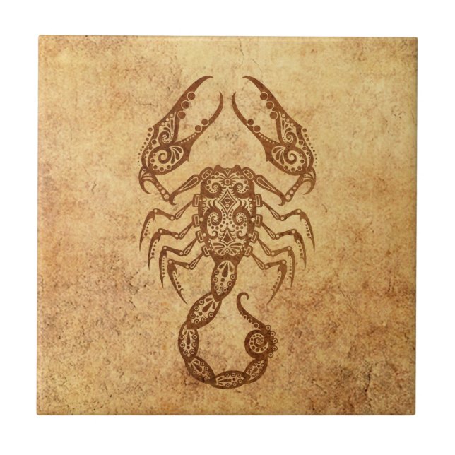 Vintage Aged Scorpio Zodiac Tile (Front)
