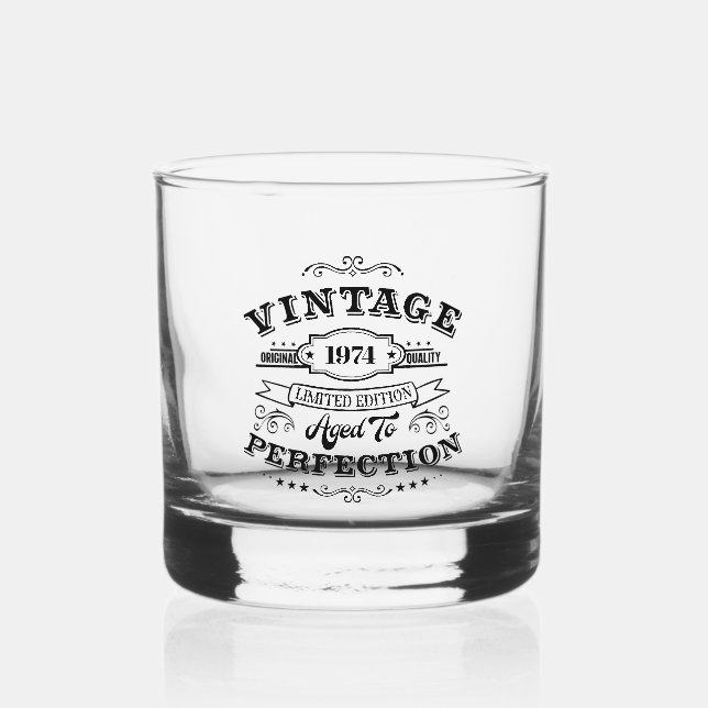Vintage Aged to Perfection Whiskey Glass (Front)