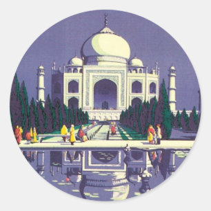 Vintage Agra Taj Mahal India Classic Round Sticker