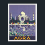 Vintage Agra Taj Mahal India Postcard<br><div class="desc">Agra Taj Mahal India Asia Vintage Travel Art Vintage nostalgic colourful illustrations of old-time elegant hotels and luxurious resorts from around the world. Our collection of artwork visits tourists destinations from Old time travel posters and luggage labels present lush landscapes, soaring city and exotic scenery of worldwide tourist spots Asia...</div>