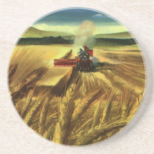 Vintage Agricultural Farm Business, Wheat Farming Coaster