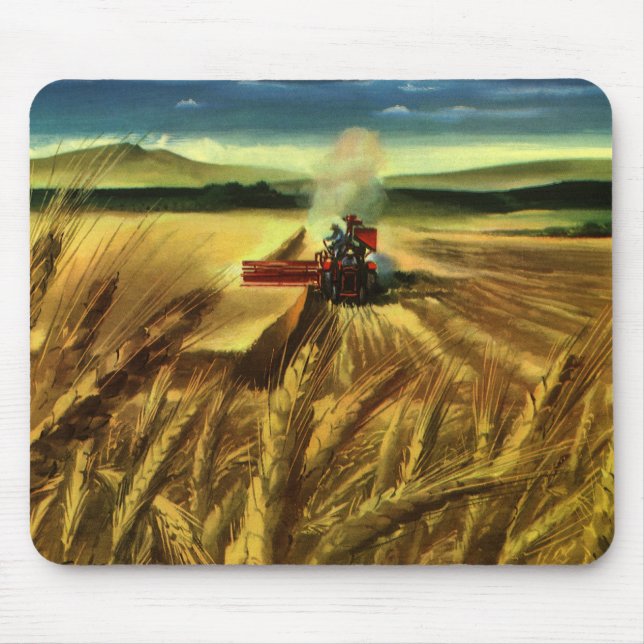 Vintage Agricultural Farm Business, Wheat Farming Mouse Pad (Front)