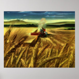 Vintage Agricultural Farm Business, Wheat Farming Poster