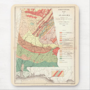 Vintage Agricultural Map of Alabama (1882) Mouse Pad