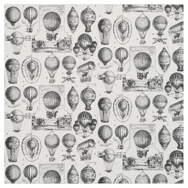 Vintage Air Balloons Aircraft "Steampunk" Pattern Fabric (Swatch)
