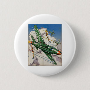 Vintage Air Force Us Jet Fighter Usa War Aviation 6 Cm Round Badge