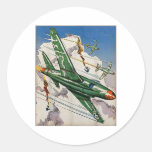 Vintage Air Force Us Jet Fighter Usa War Aviation Classic Round Sticker