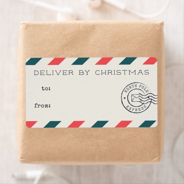 Vintage Air Mail Christmas Gift Labels (Insitu)