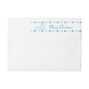Vintage Air Mail Glitter Christmas Wrap Around Label