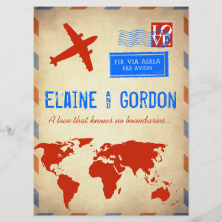 Vintage Air Mail Wedding Invitation: Distressed Invitation