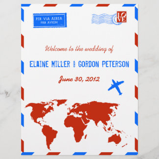 Vintage Air Mail Wedding Program Flyer