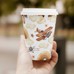 Vintage Aircraft Biplane Boy's Birthday Party Paper Cups