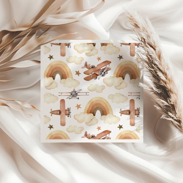 Vintage Aircraft Biplane Boy's Birthday Pattern Napkin (Creator Uploaded)