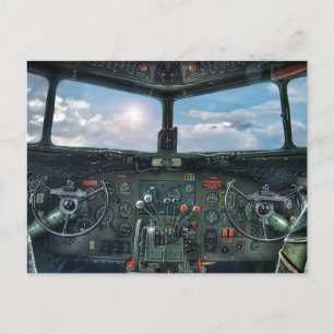Vintage Aircraft cockpit Postcard