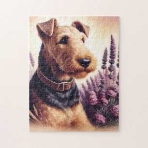 Vintage Airedale Terrier Painting Jigsaw Puzzle