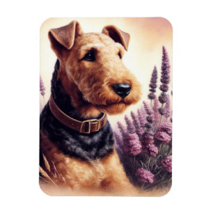 Vintage Airedale Terrier Painting Magnet