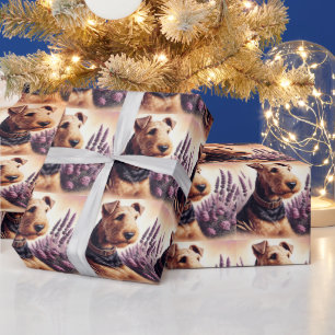 Vintage Airedale Terrier Painting Wrapping Paper