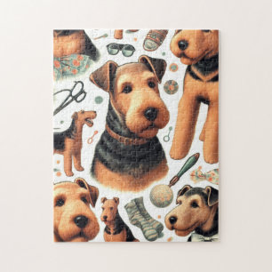 Vintage Airedale Terrier Seamless Jigsaw Puzzle