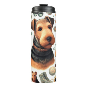 Vintage Airedale Terrier Seamless Thermal Tumbler