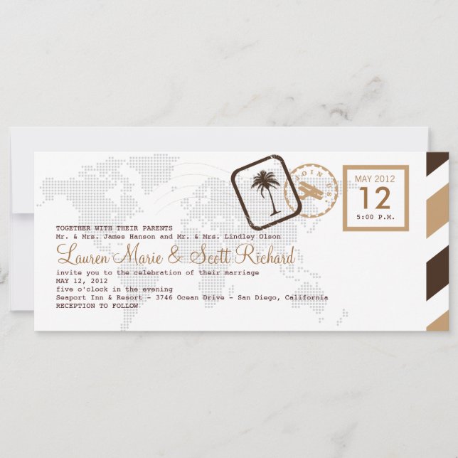 Vintage Airline Boarding Pass Invitation (Front)