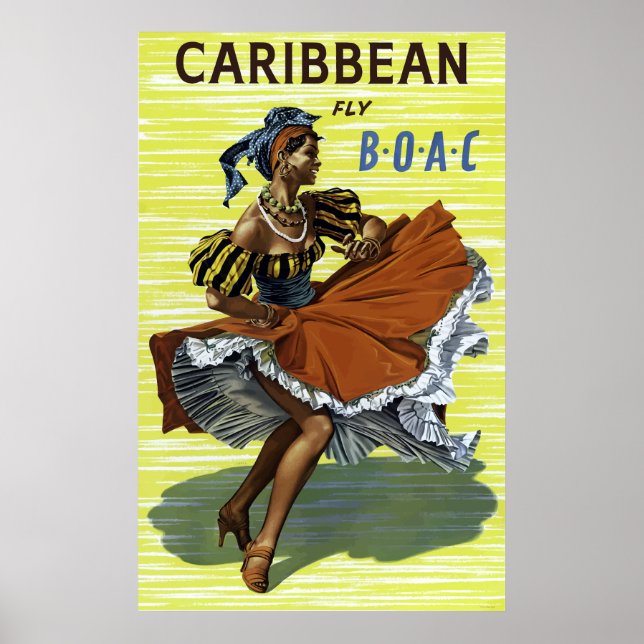 Vintage Airline Caribbean Travel Poster (Front)