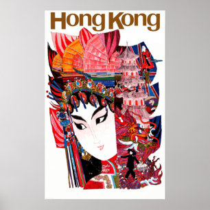 Vintage Airline Hong Kong China Travel Poster