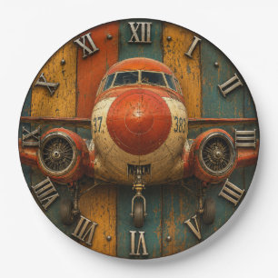 Vintage Airliner Nose Aircraft Aviation Hangar Paper Plate
