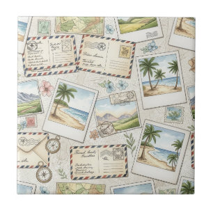 Vintage Airmail Adventure (1) Ceramic Tile