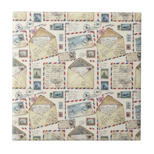 Vintage Airmail Adventure (2) Ceramic Tile
