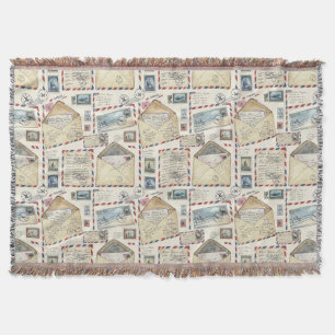 Vintage Airmail Adventure (2) Throw Blanket