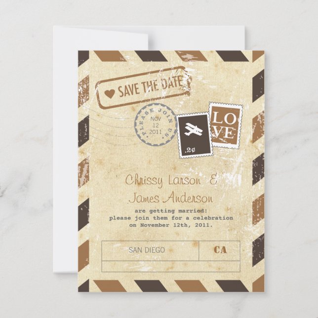 Vintage Airmail Invitation Card (Front)