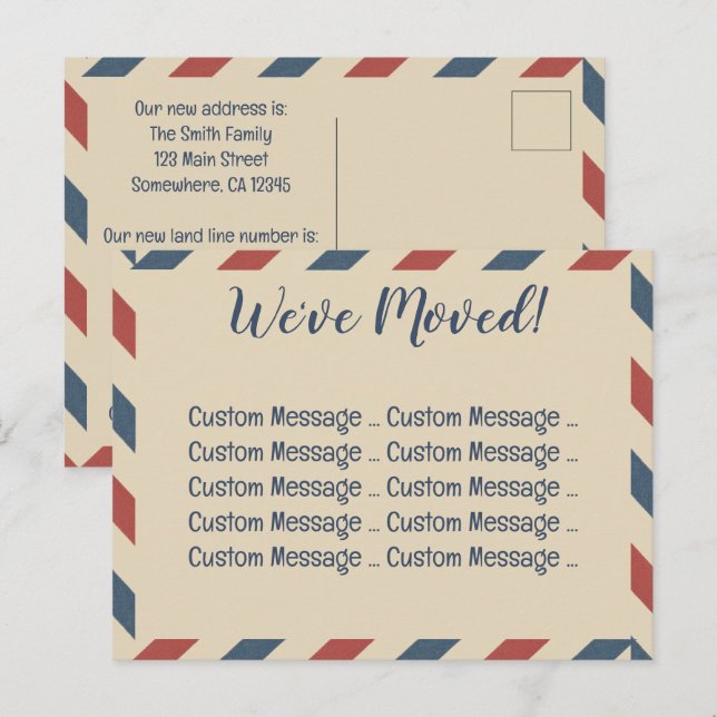 Vintage Airmail Stripes, Travel Industry Postcard (Front/Back)