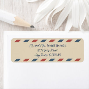 Vintage Airmail Stripes, Travel Industry Return Address Label