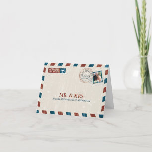Vintage Airmail Wedding Thank You Card