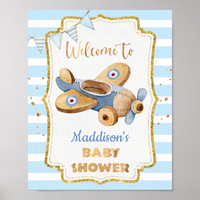Vintage Airplain Baby Shower Poster (Front)