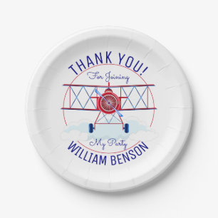 Vintage Airplane Aviator Birthday Paper Plate