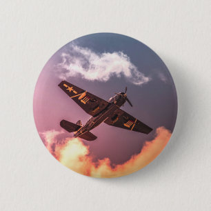 Vintage Airplane Beautiful Sky 6 Cm Round Badge