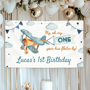 Vintage Airplane Birthday Banner Time Flies