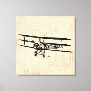 Vintage Airplane Old Antique Plane Illustration Canvas Print