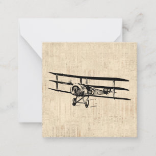 Vintage Airplane Old Antique Plane Illustration Card