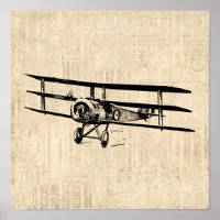 Vintage Airplane Old Antique Plane Illustration