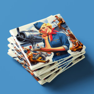 Vintage Airplane Pin-up Magnet